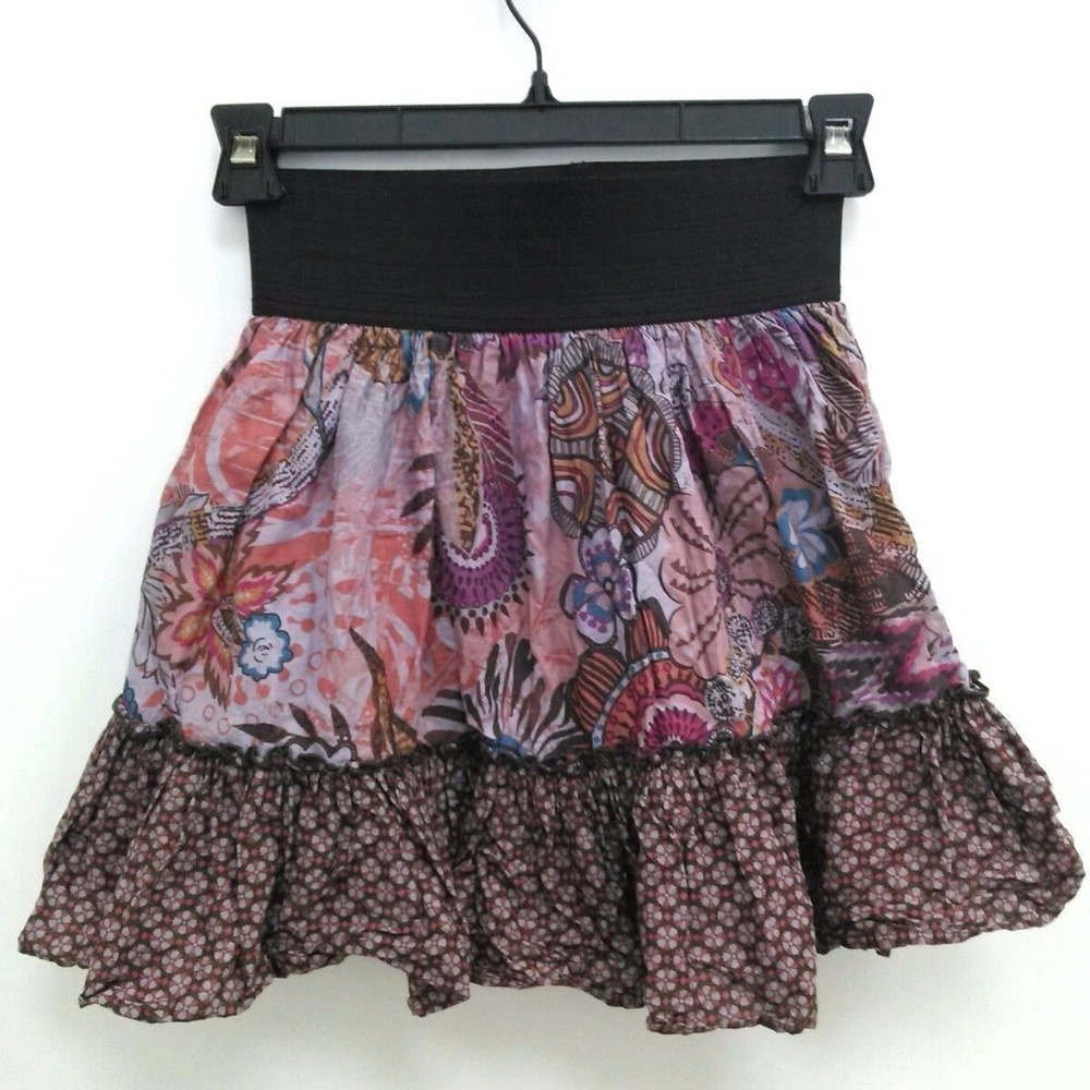 Xhilaration Girls Med Purple Paisley Ruffle Skirt